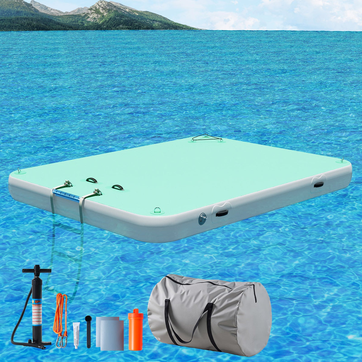 Ploov Inflatable Floating Dock - Regular / 8x6 FT / Green