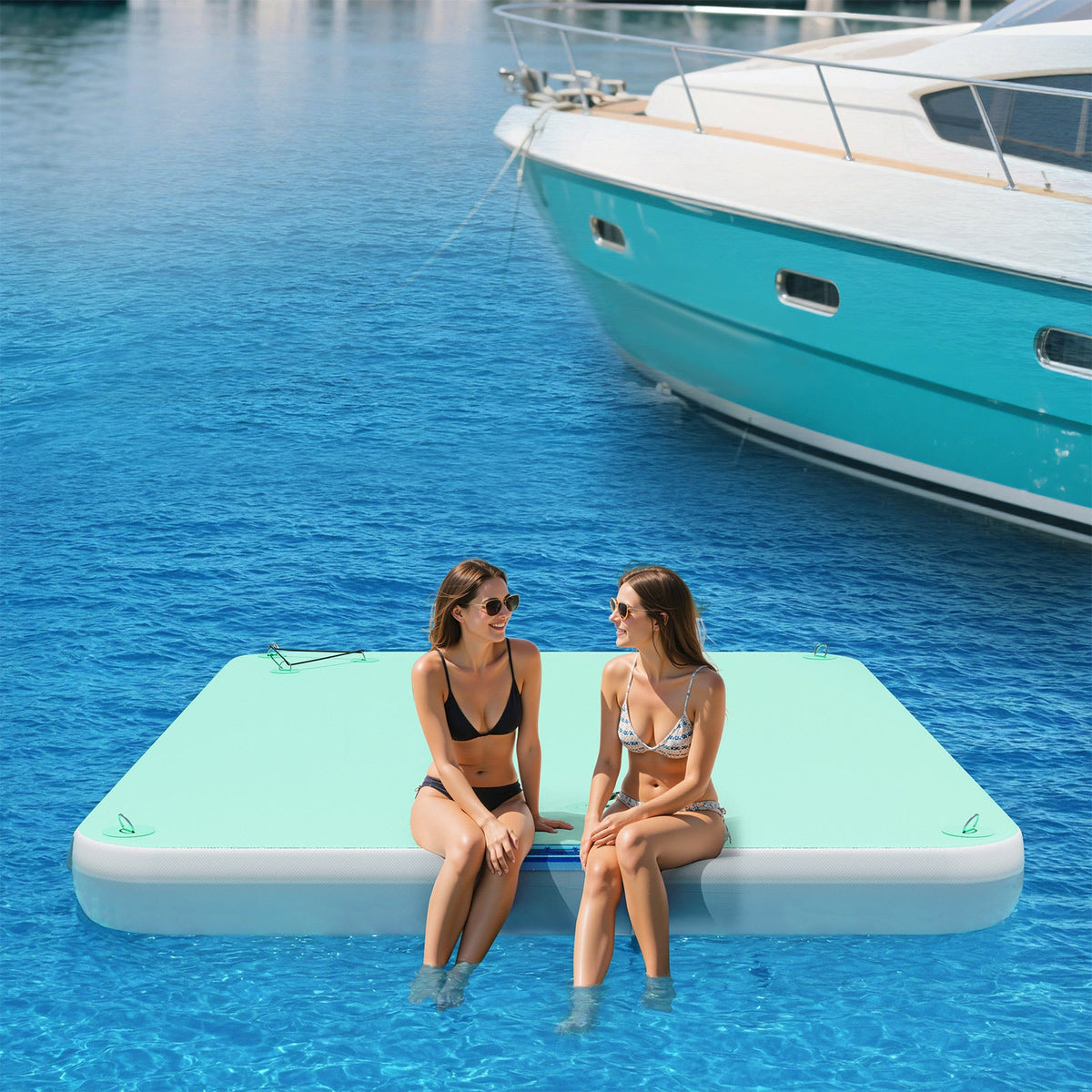 Ploov Inflatable Floating Dock - Regular / 8x6 FT / Green