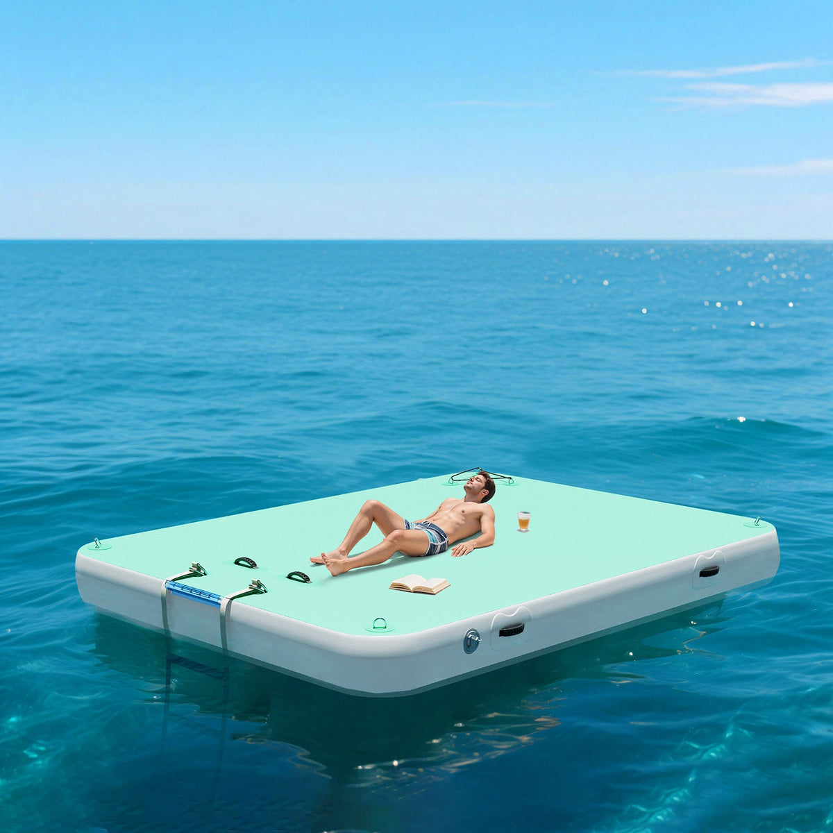 Ploov Inflatable Floating Dock - Regular / 8x6 FT / Green