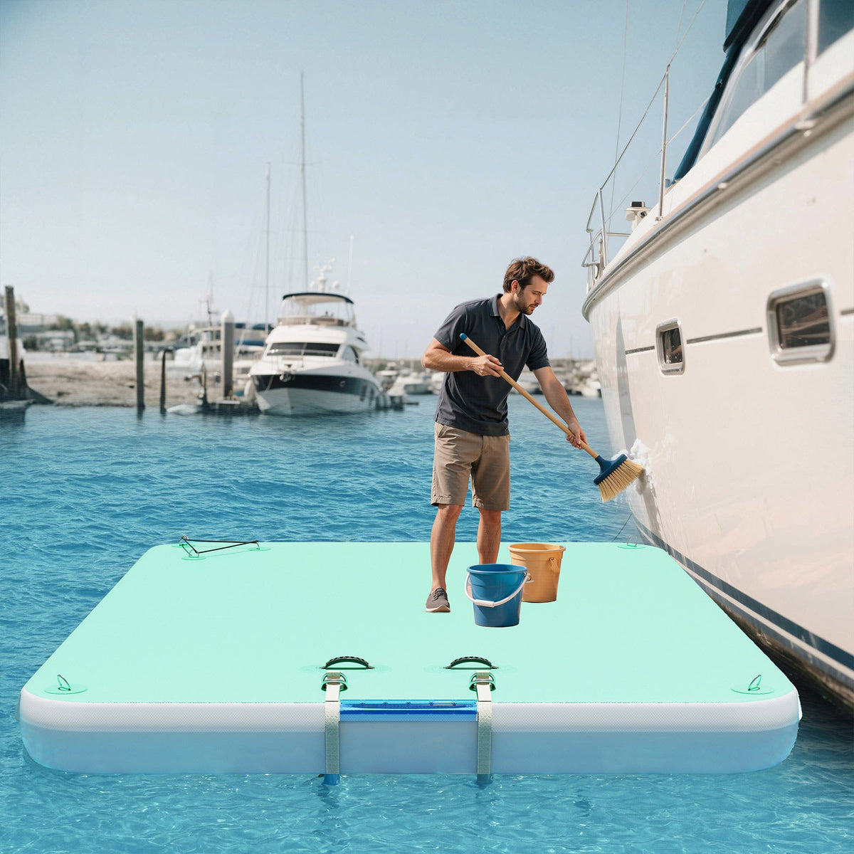 Ploov Inflatable Floating Dock - Regular / 8x6 FT / Green