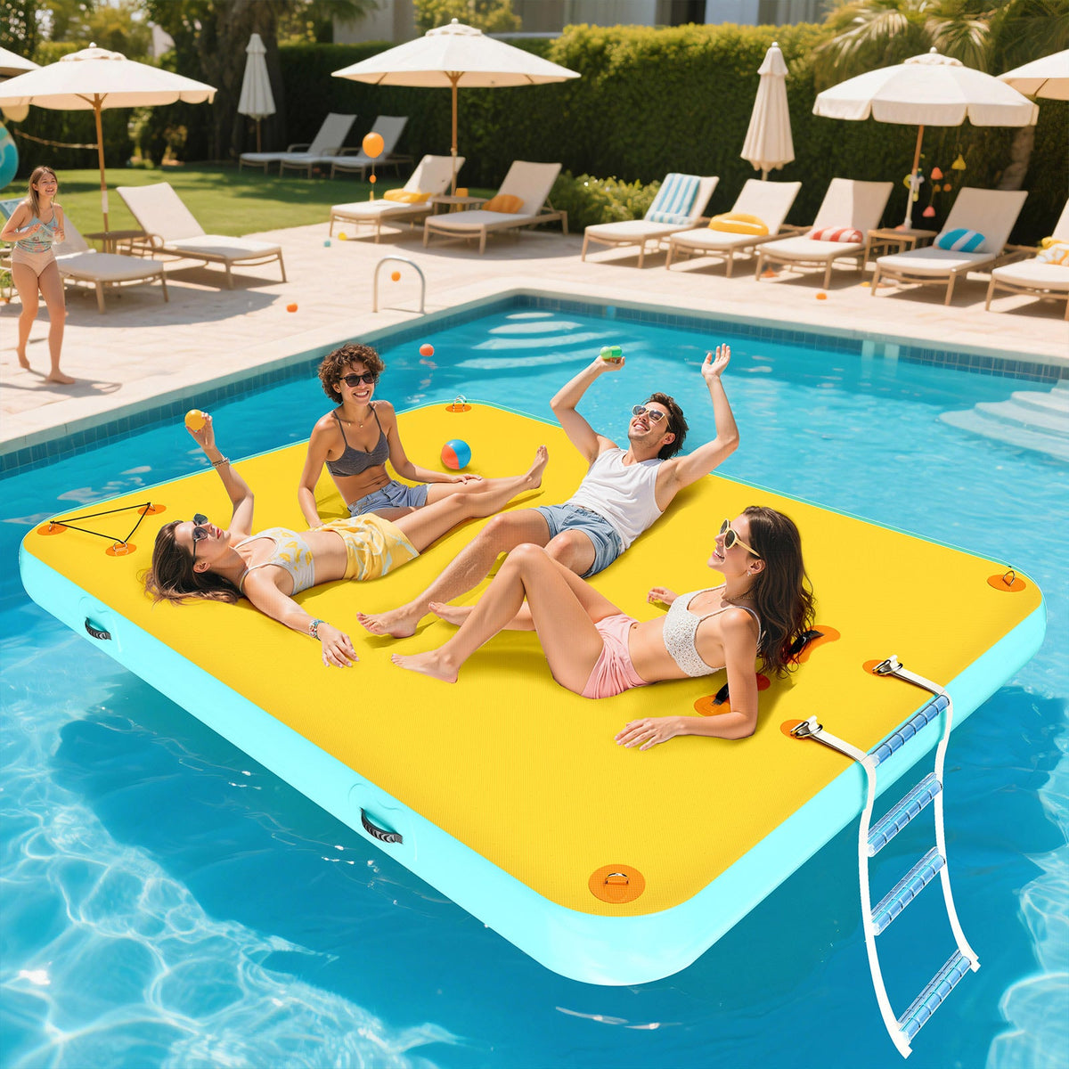 Ploov Inflatable Floating Dock - Regular / 8x6 FT / Yellow