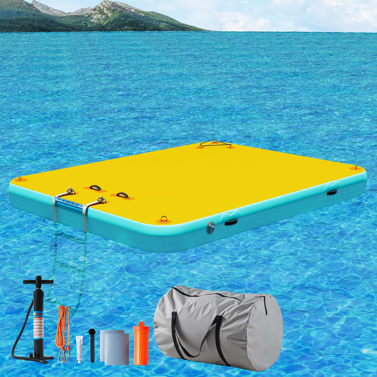 Ploov Inflatable Floating Dock - Regular / 8x6 FT / Yellow