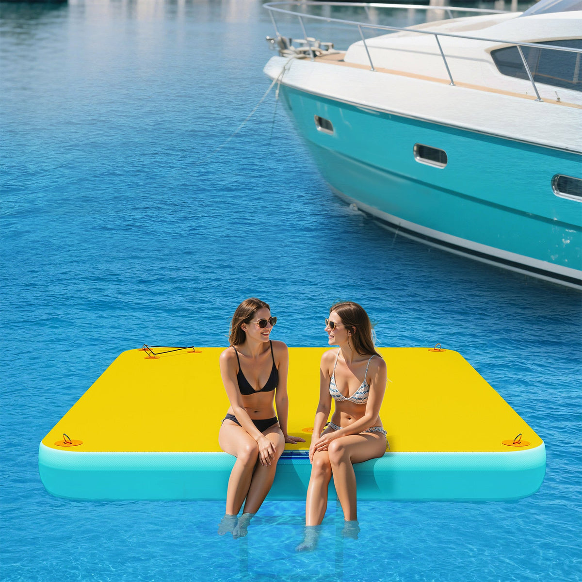 Ploov Inflatable Floating Dock - Regular / 8x6 FT / Yellow