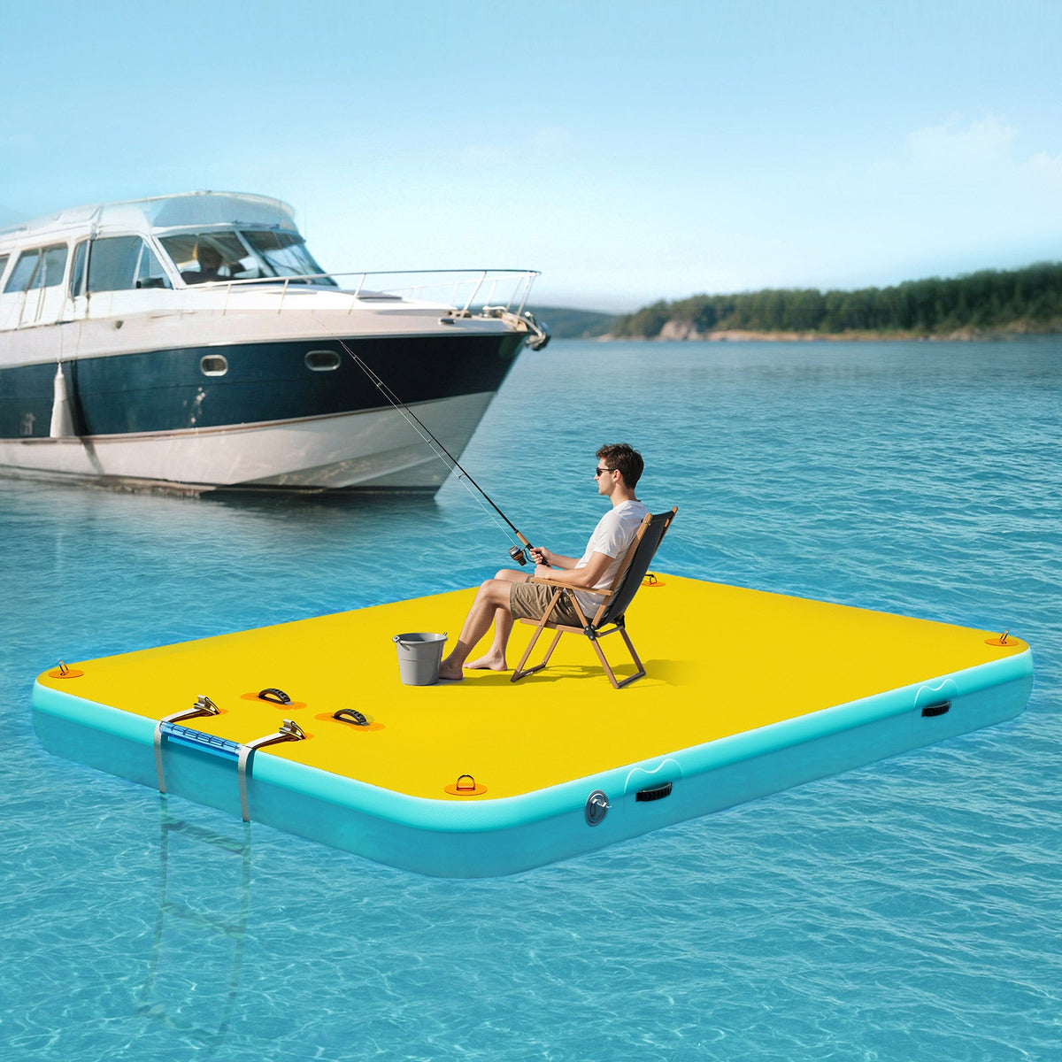 Ploov Inflatable Floating Dock - Regular / 8x6 FT / Yellow