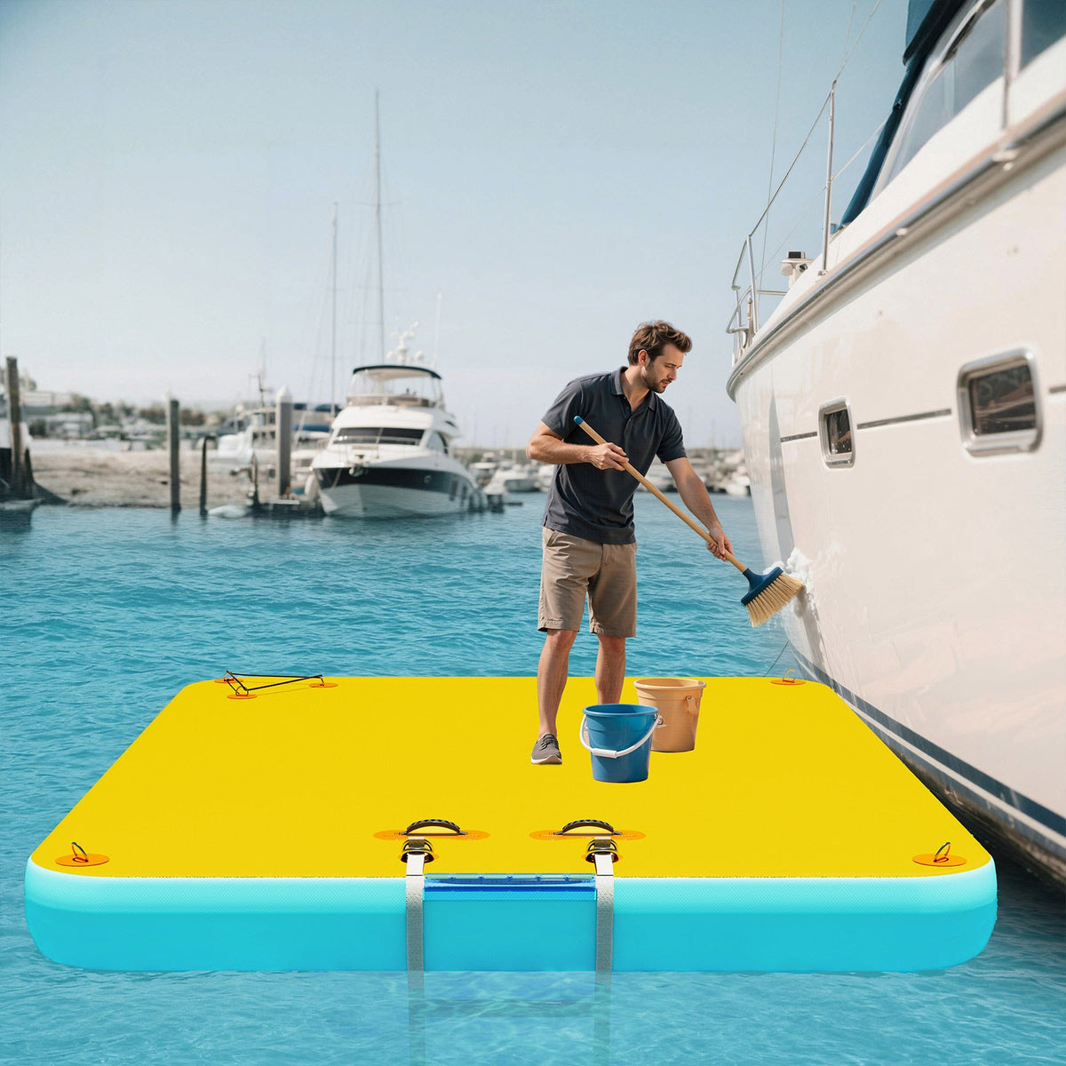 Ploov Inflatable Floating Dock - Regular / 8x6 FT / Yellow