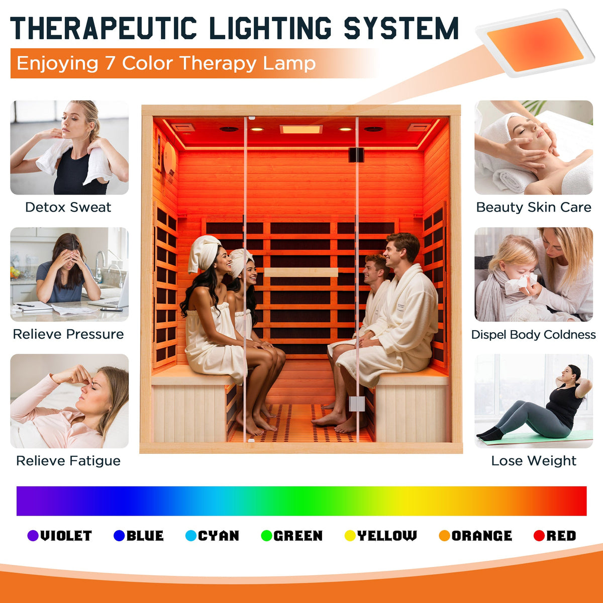 Low EMF Infrared Saunas for Home Amerlife 4-Person 63.2*47.2*75.2 Inch