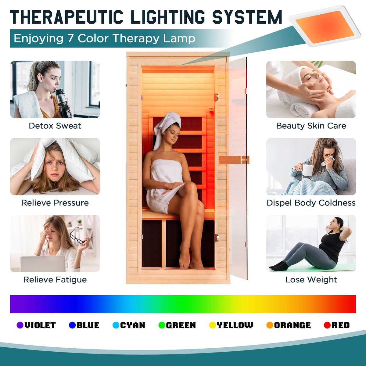 Low EMF Infrared Saunas for Home Amerlife 1-Person 27.2*32.3*61 Inch
