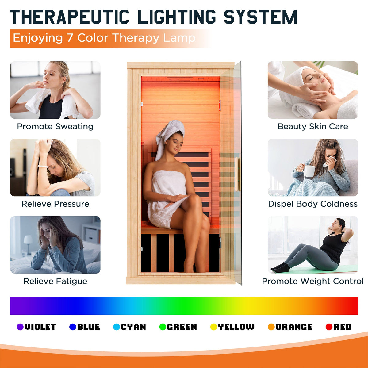 Low EMF Infrared Saunas for Home Amerlife 1-Person 32.3*32.3*66.1 Inch