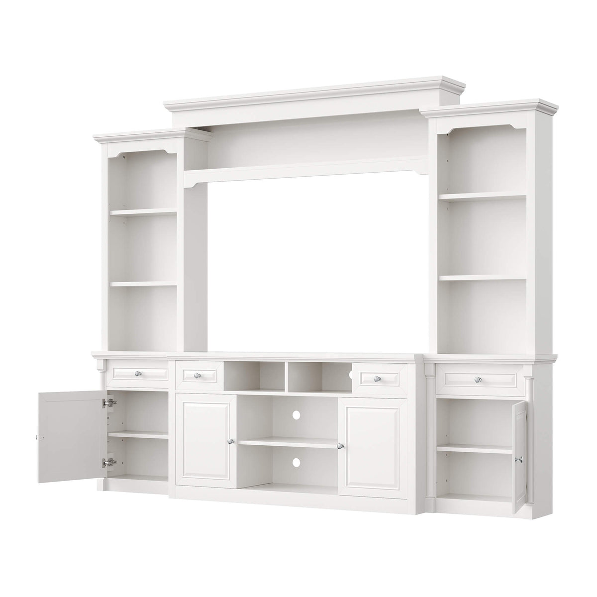 Cortina Rustic Wall Unit Entertainment Center Amerlife White