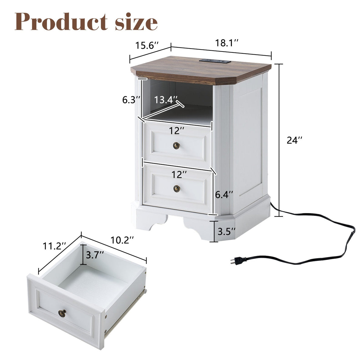 Somer Nightstand Bevel Shape - Pair / Antique White