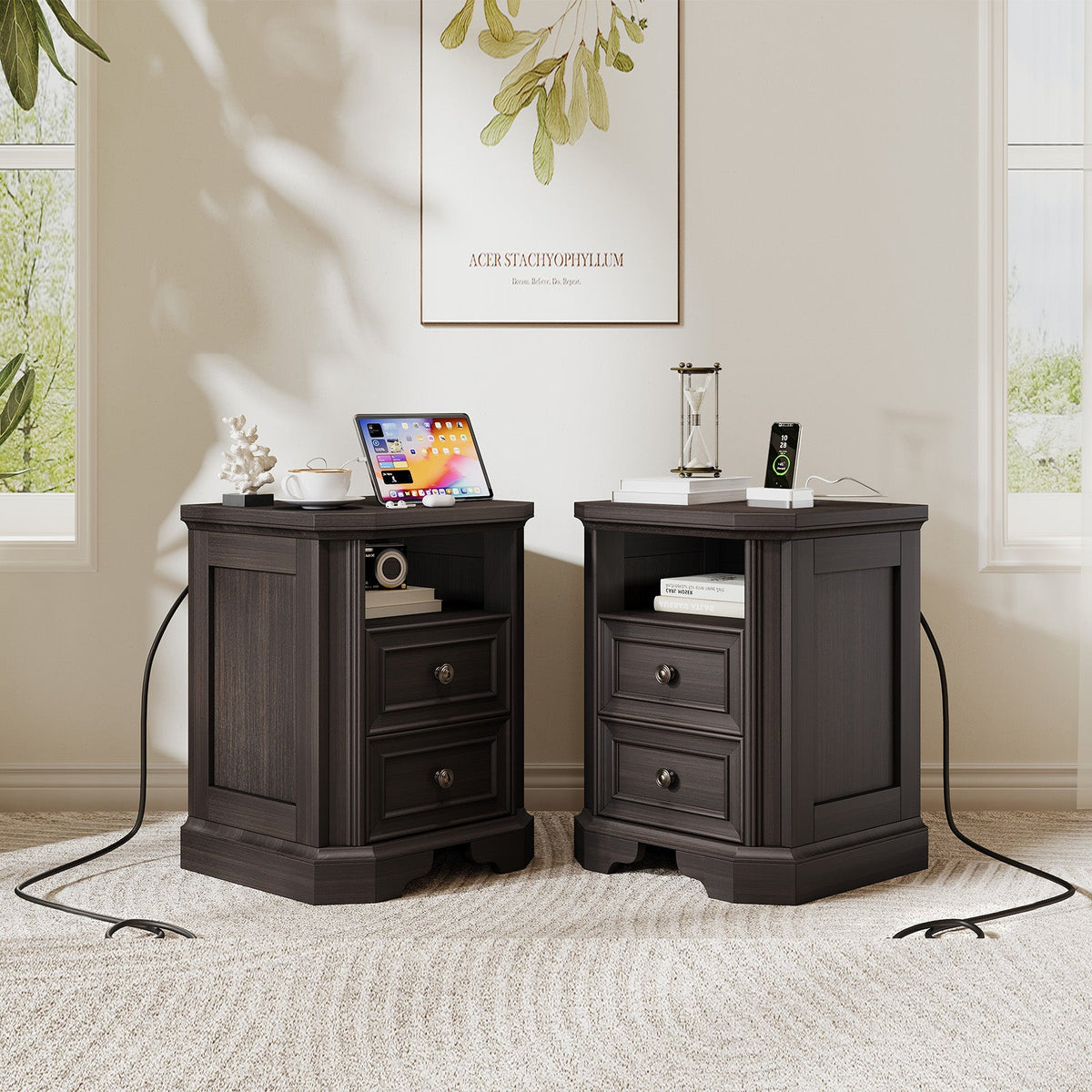 Somer Nightstand Bevel Shape - Pair / Golden Brown