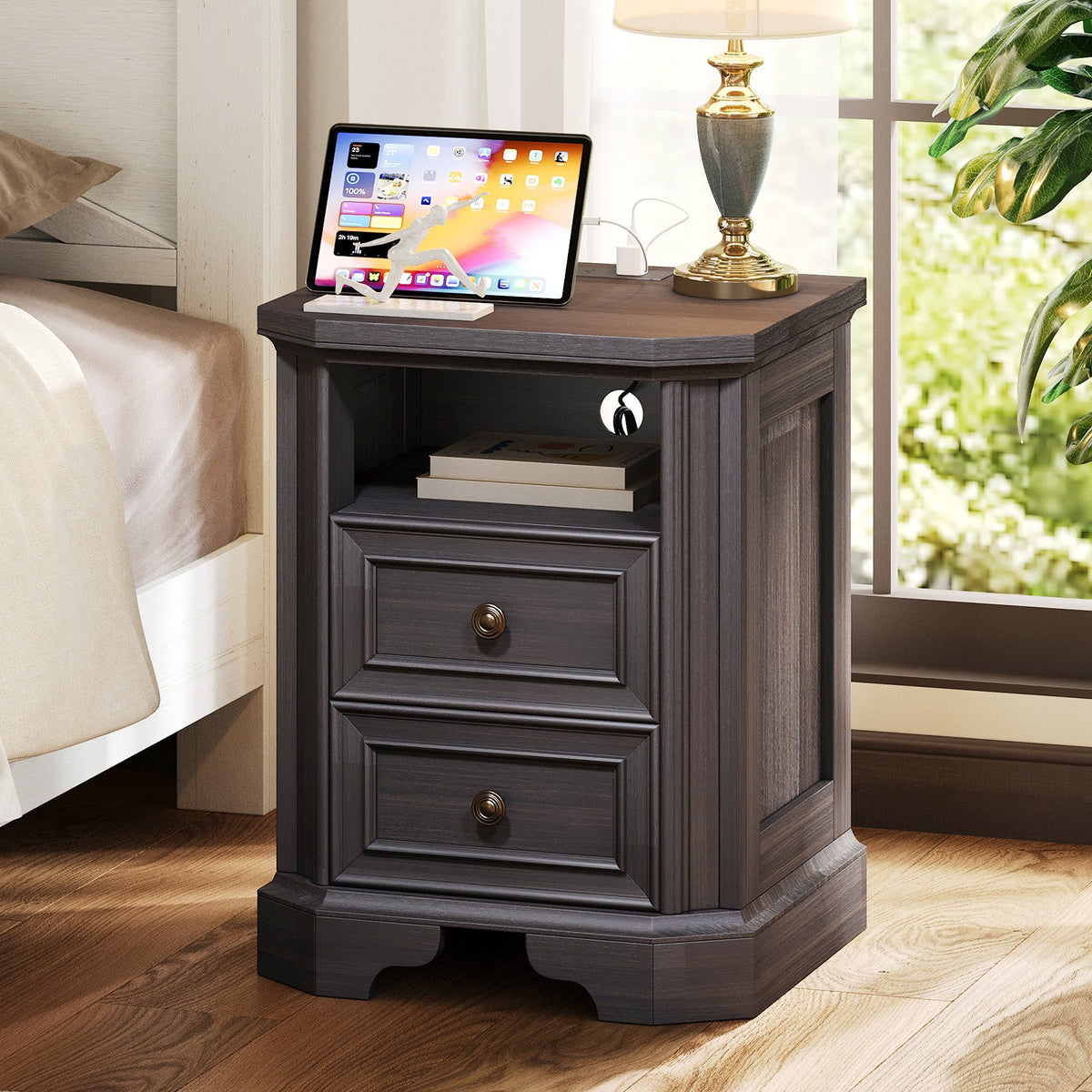 Somer Nightstand Bevel Shape - Pair / Golden Brown