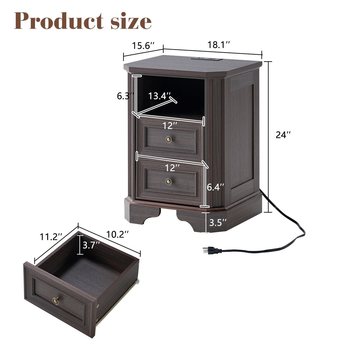 Somer Nightstand Bevel Shape - Pair / Golden Brown