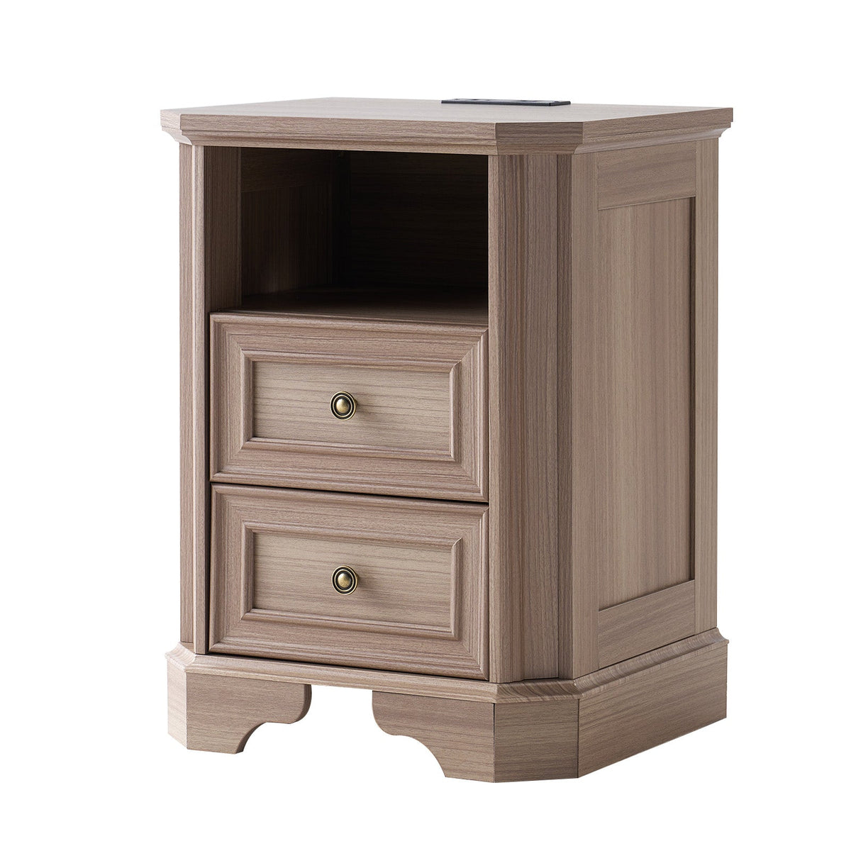 Somer Nightstand Bevel Shape - Pair / Grey Walnut