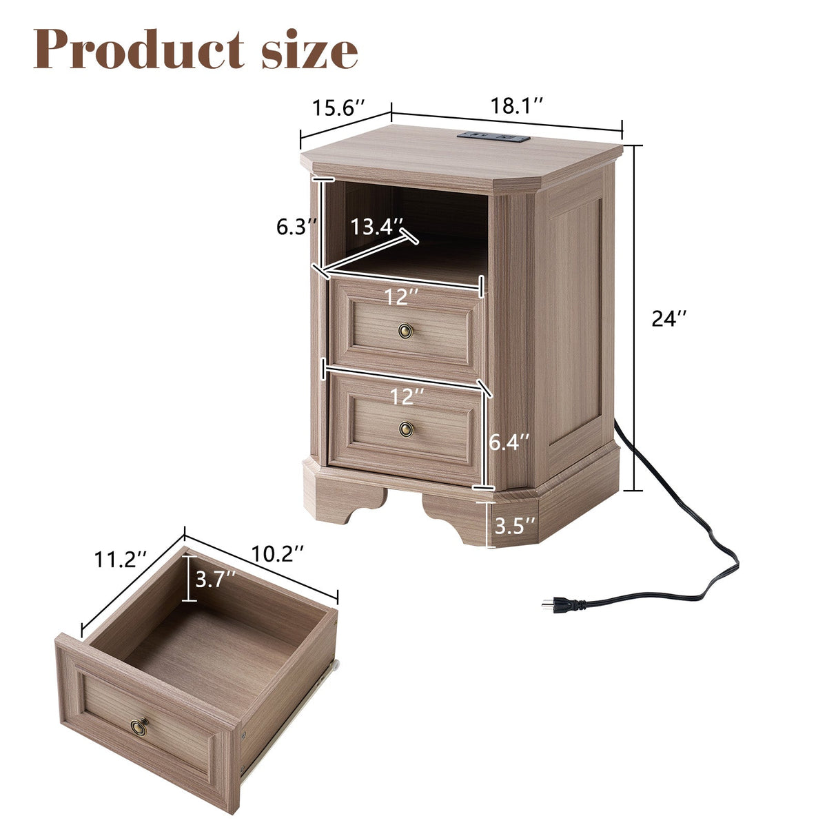 Somer Nightstand Bevel Shape - Pair / Grey Walnut