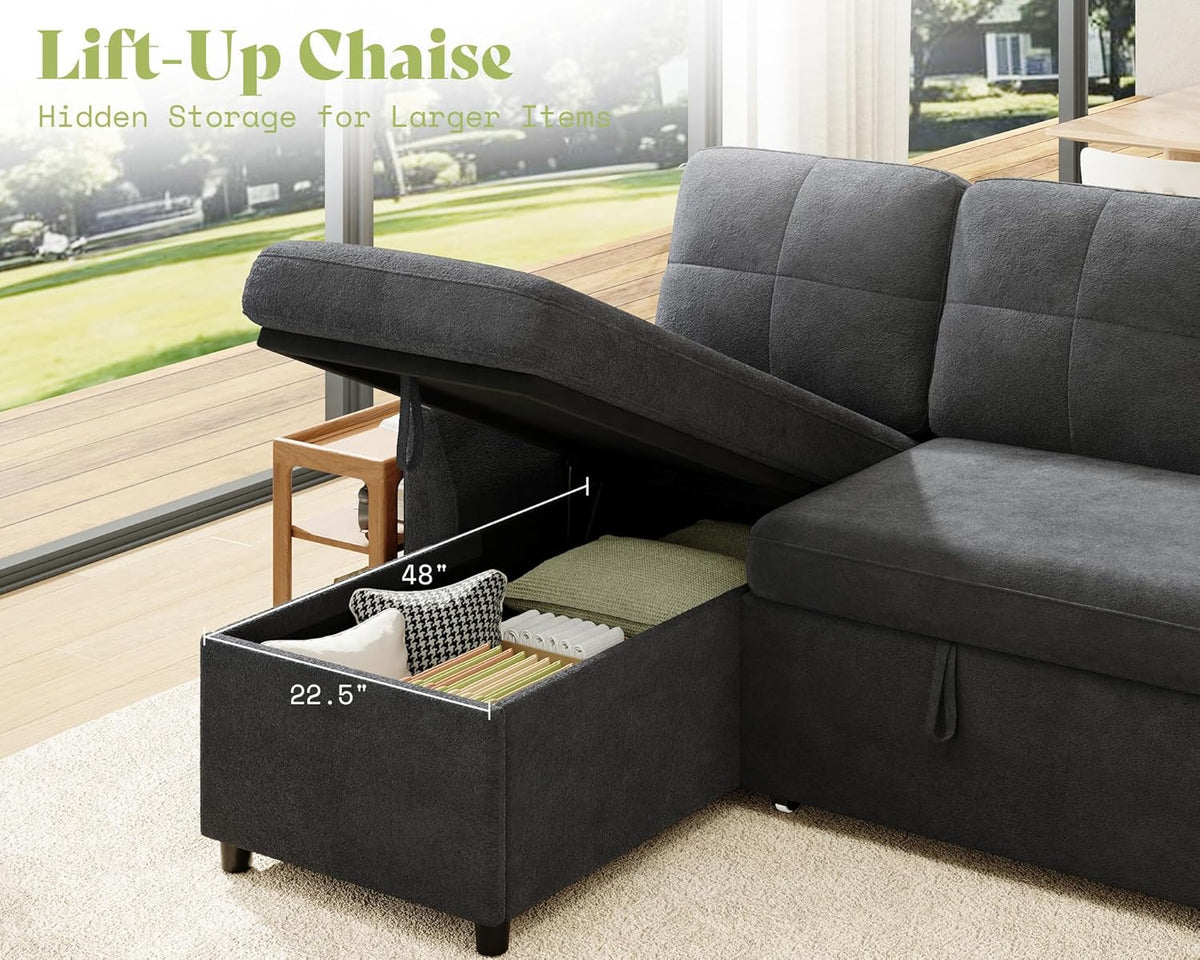 Vireli Convertible Sofa Bed -Gray