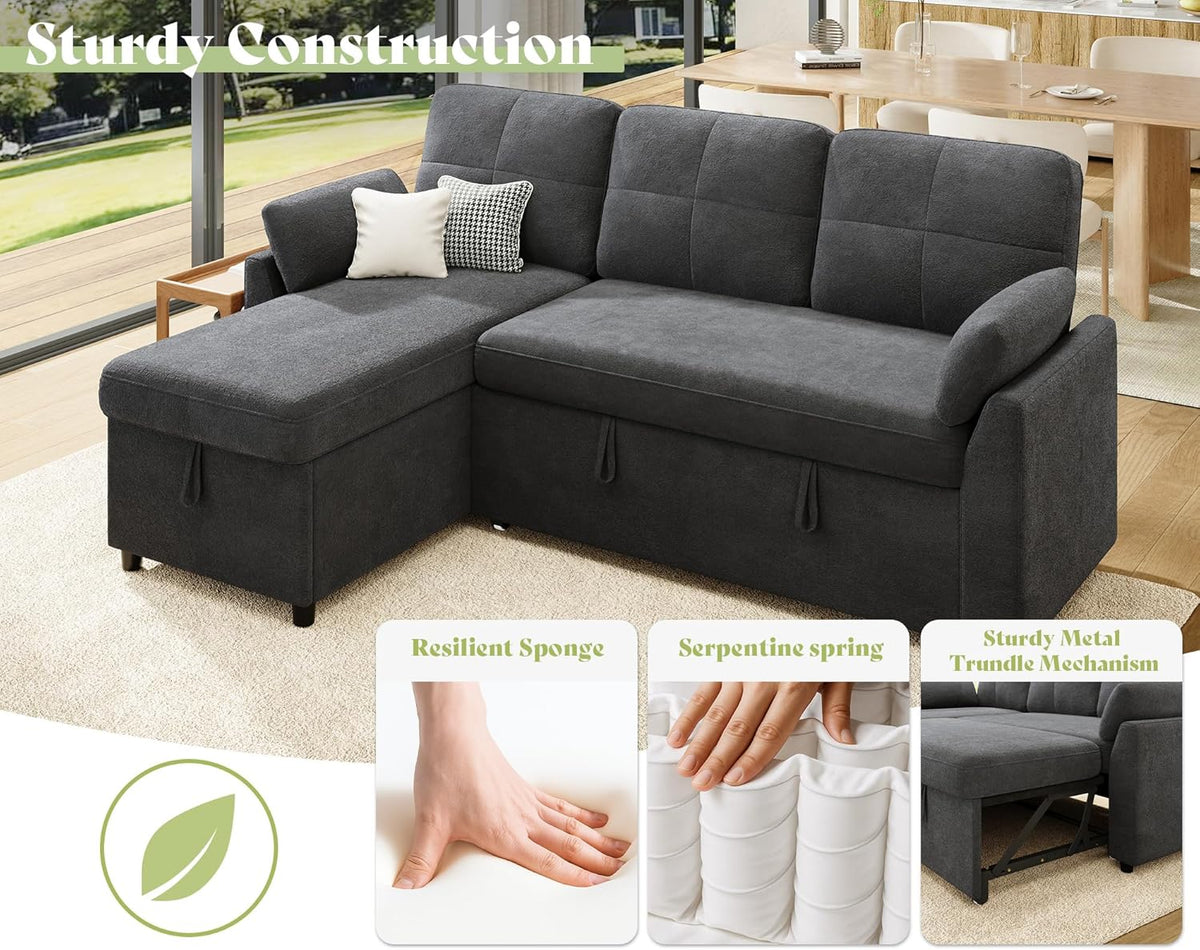 Vireli Convertible Sofa Bed -Gray
