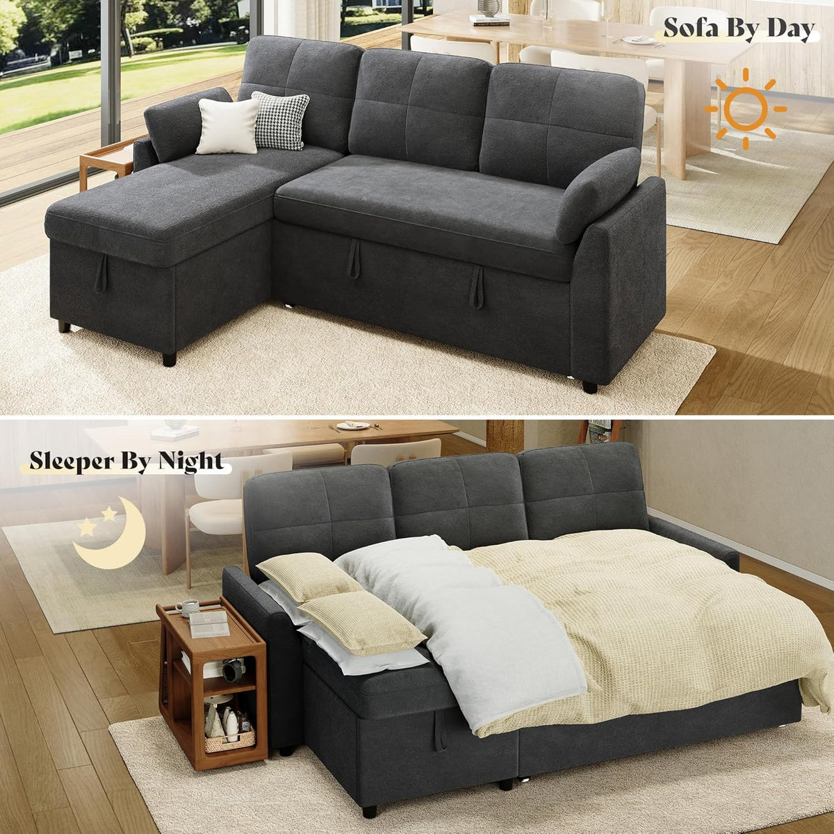 Vireli Convertible Sofa Bed -Gray