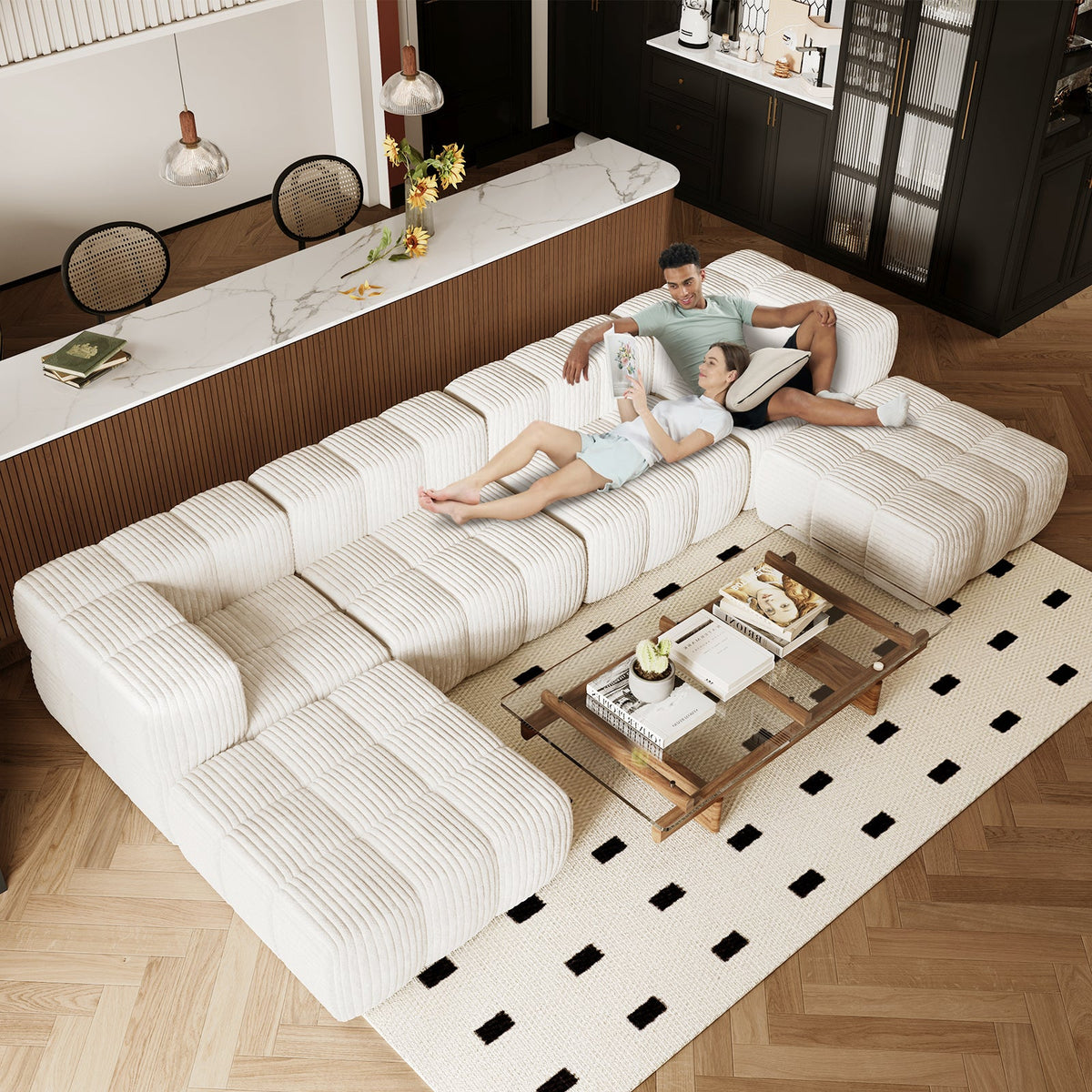 Bluff Modular Sectional Sofa - Cream