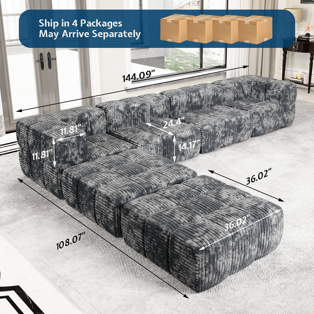 Bluff Modular Sectional Sofa - Grey