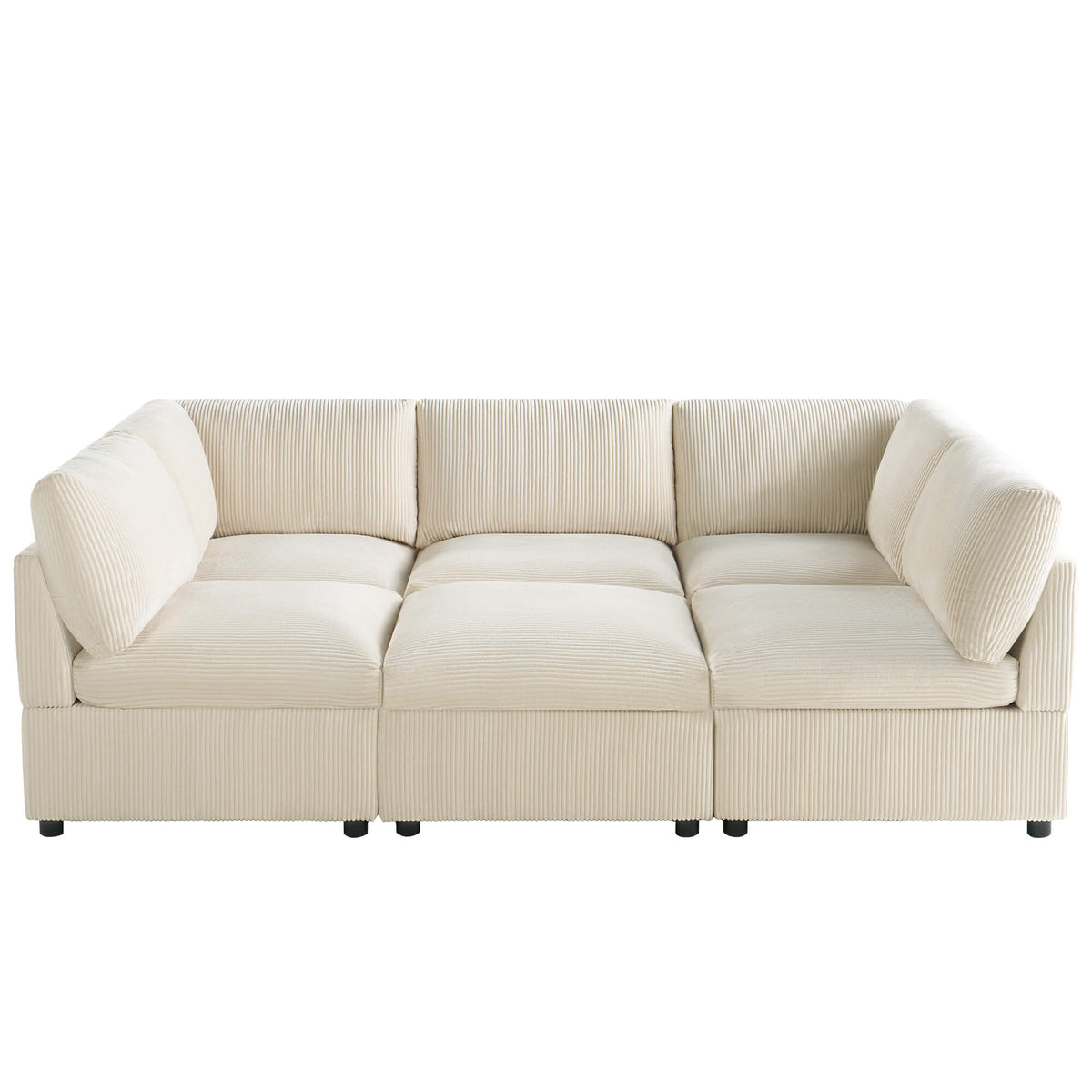 Cloudell 97" Corduroy Sectional Sofa -?Corduroy / Beige