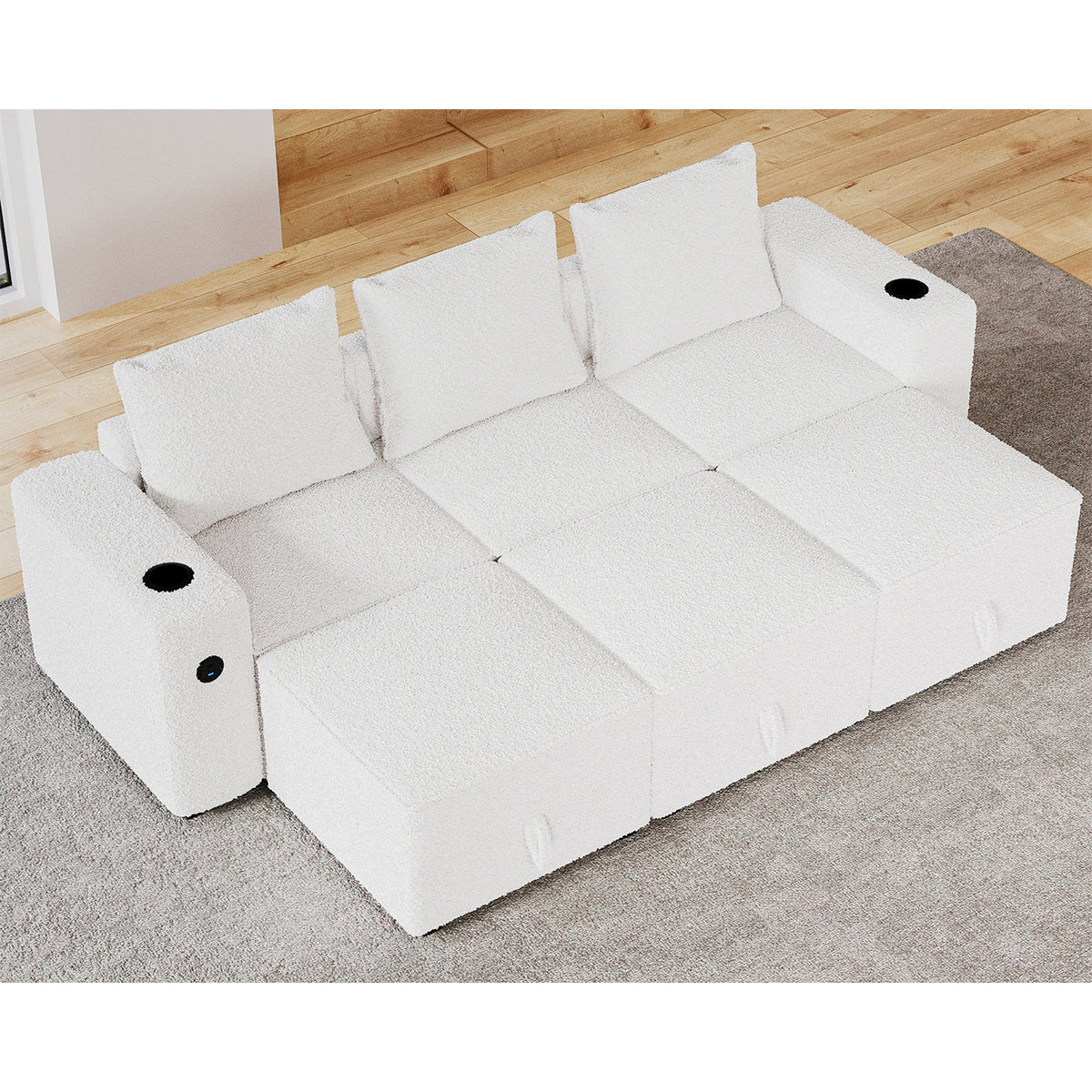 6 Seats-Sleeper / Bouclé White