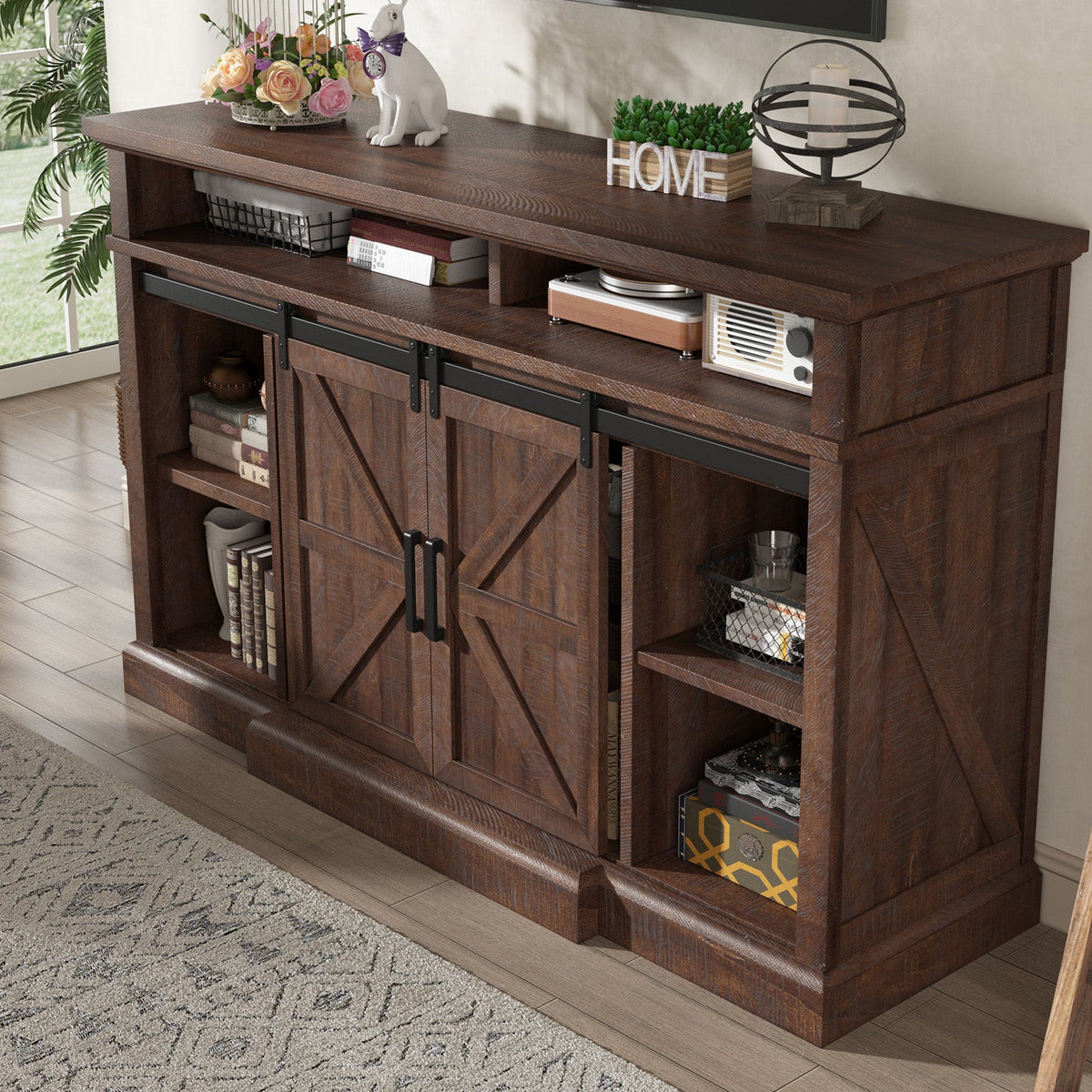 Buck 66" Farmhouse TV Stand - Sawdust Brown