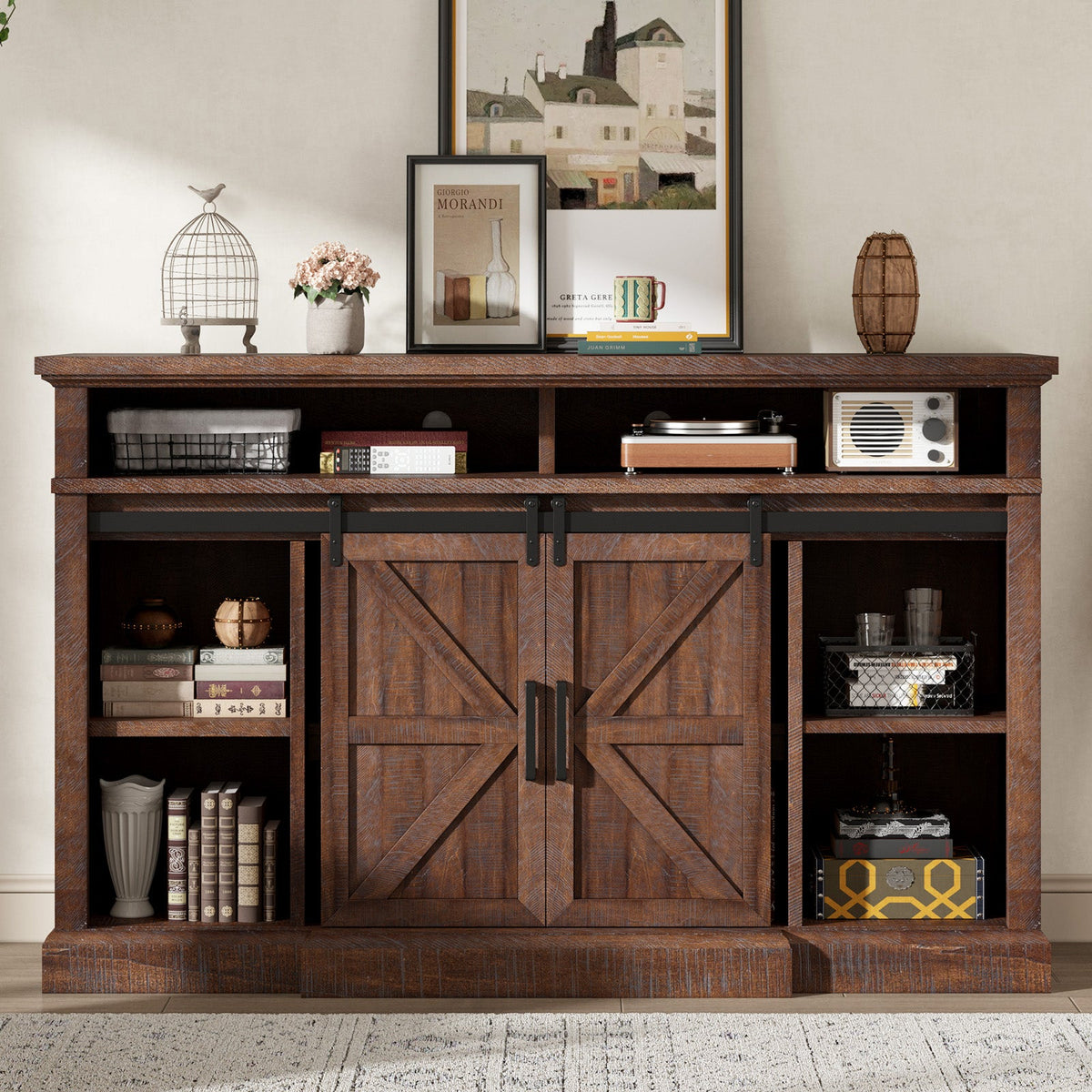 Buck 66" Farmhouse TV Stand - Sawdust Brown
