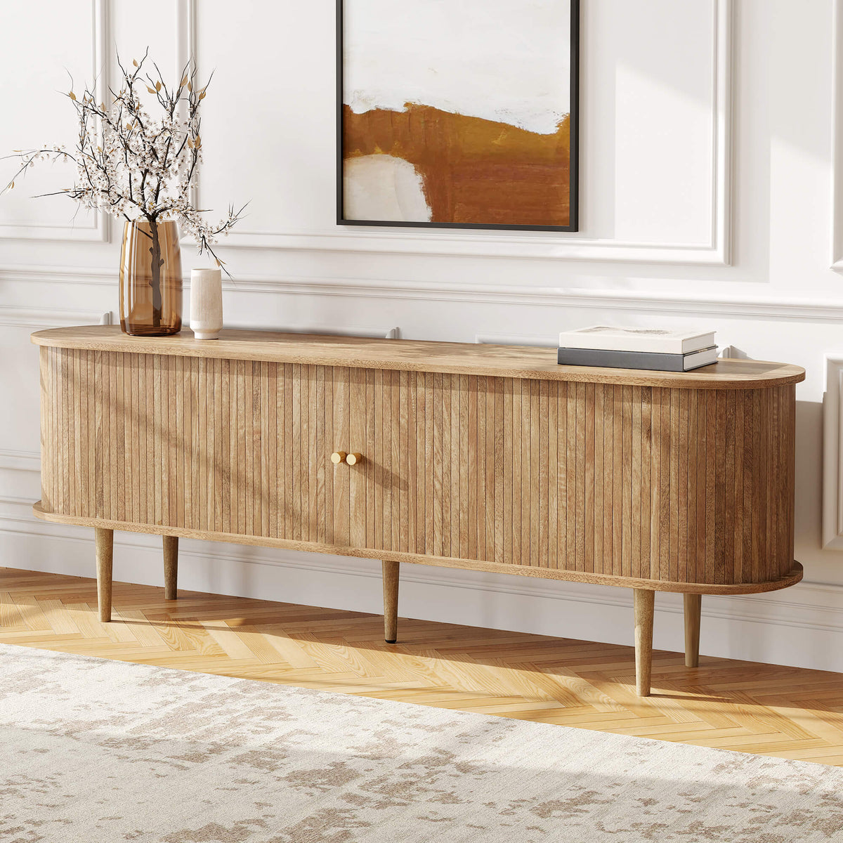 Briar 70" Mid Century TV Stand - Natural Oak
