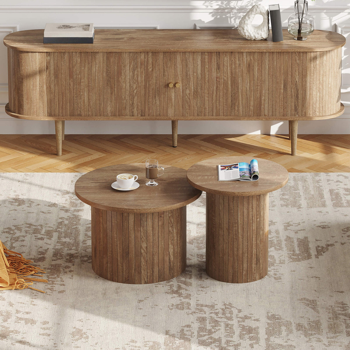Briar 70" Mid Century TV Stand - Natural Oak