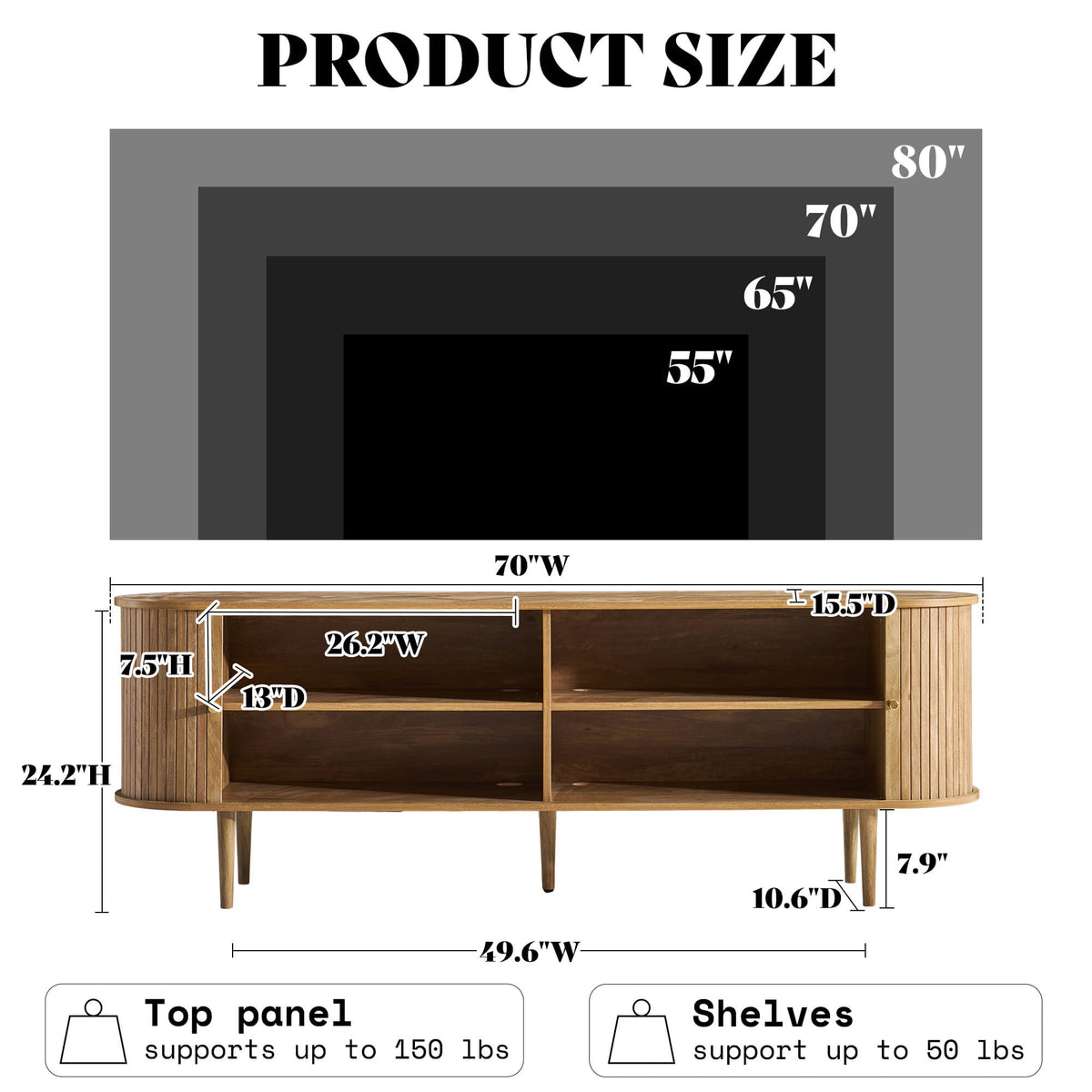 Briar 70" Mid Century TV Stand - Natural Oak