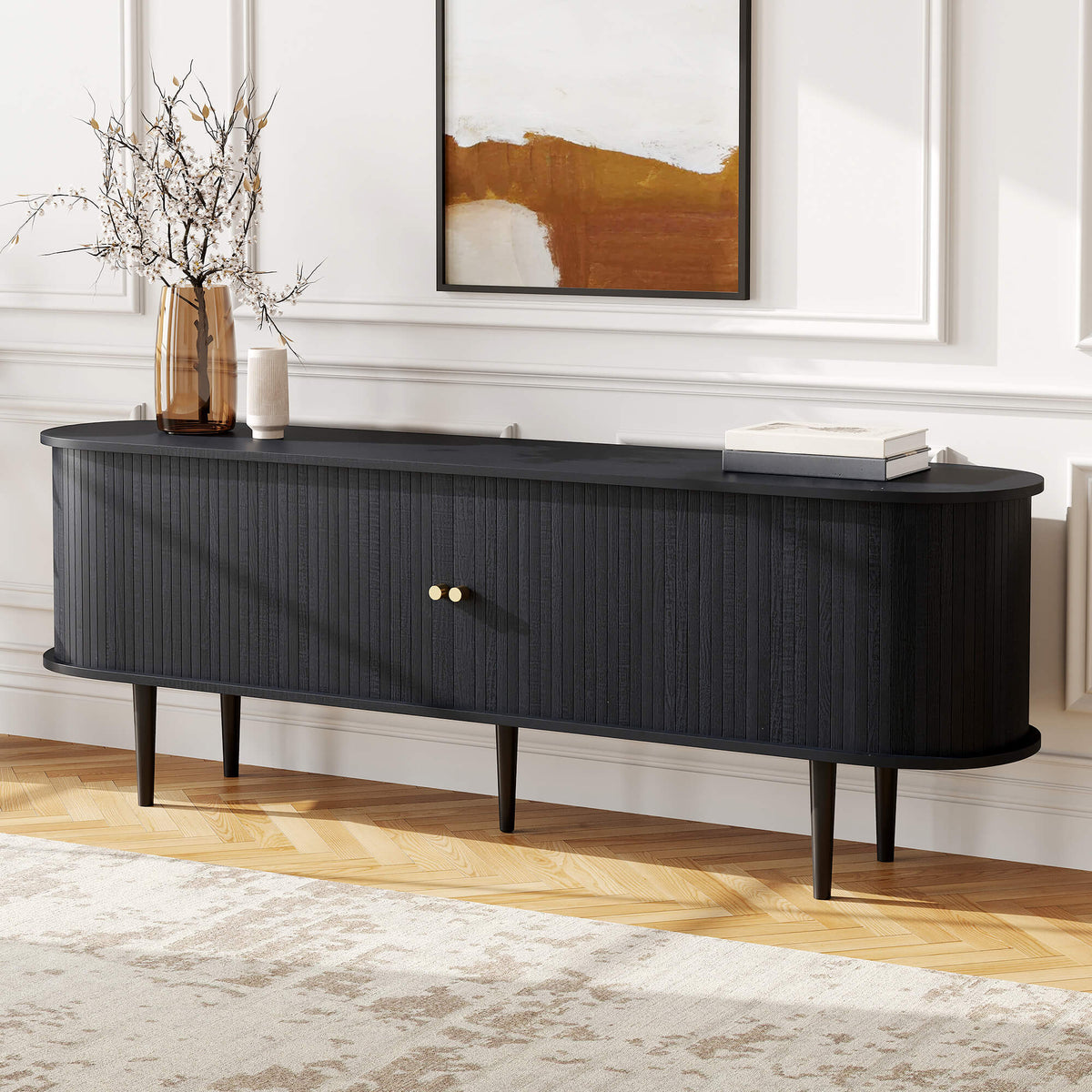 Briar 70" Mid Century TV Stand - Textured Black