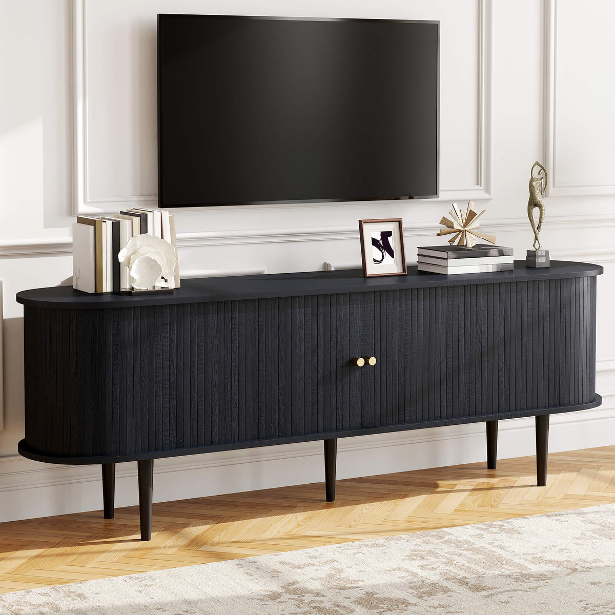 Briar 70" Mid Century TV Stand - Textured Black