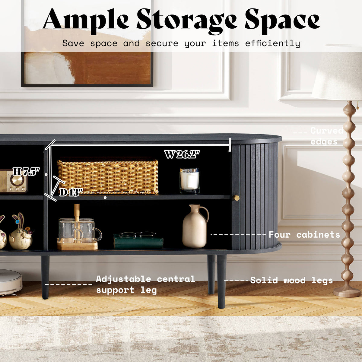 Briar 70" Mid Century TV Stand - Textured Black