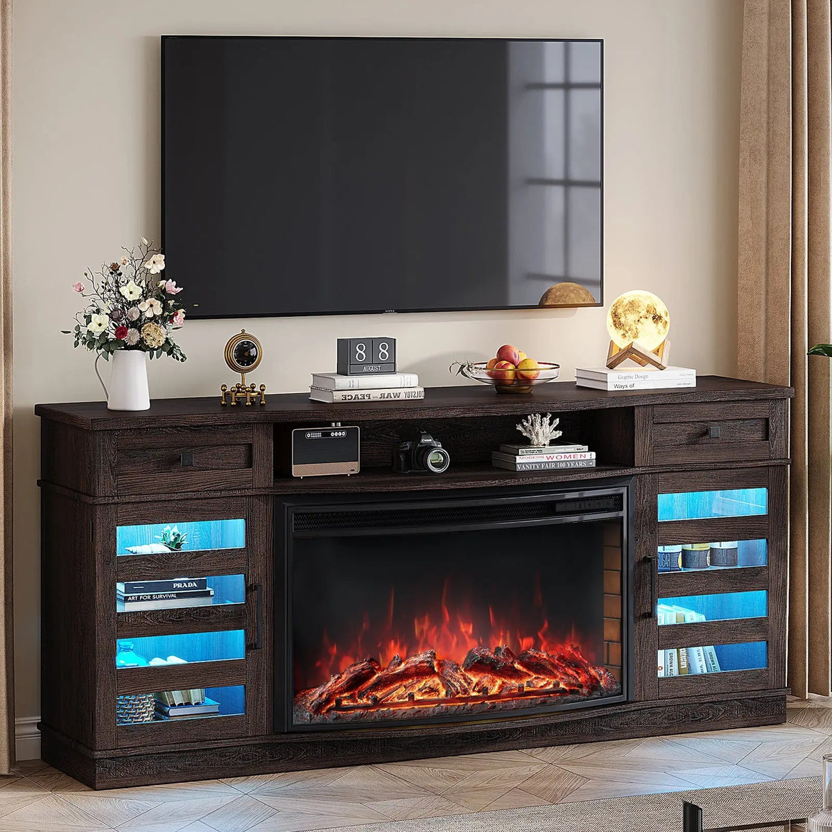 Travis 70" Fireplace TV Stand - Espresso