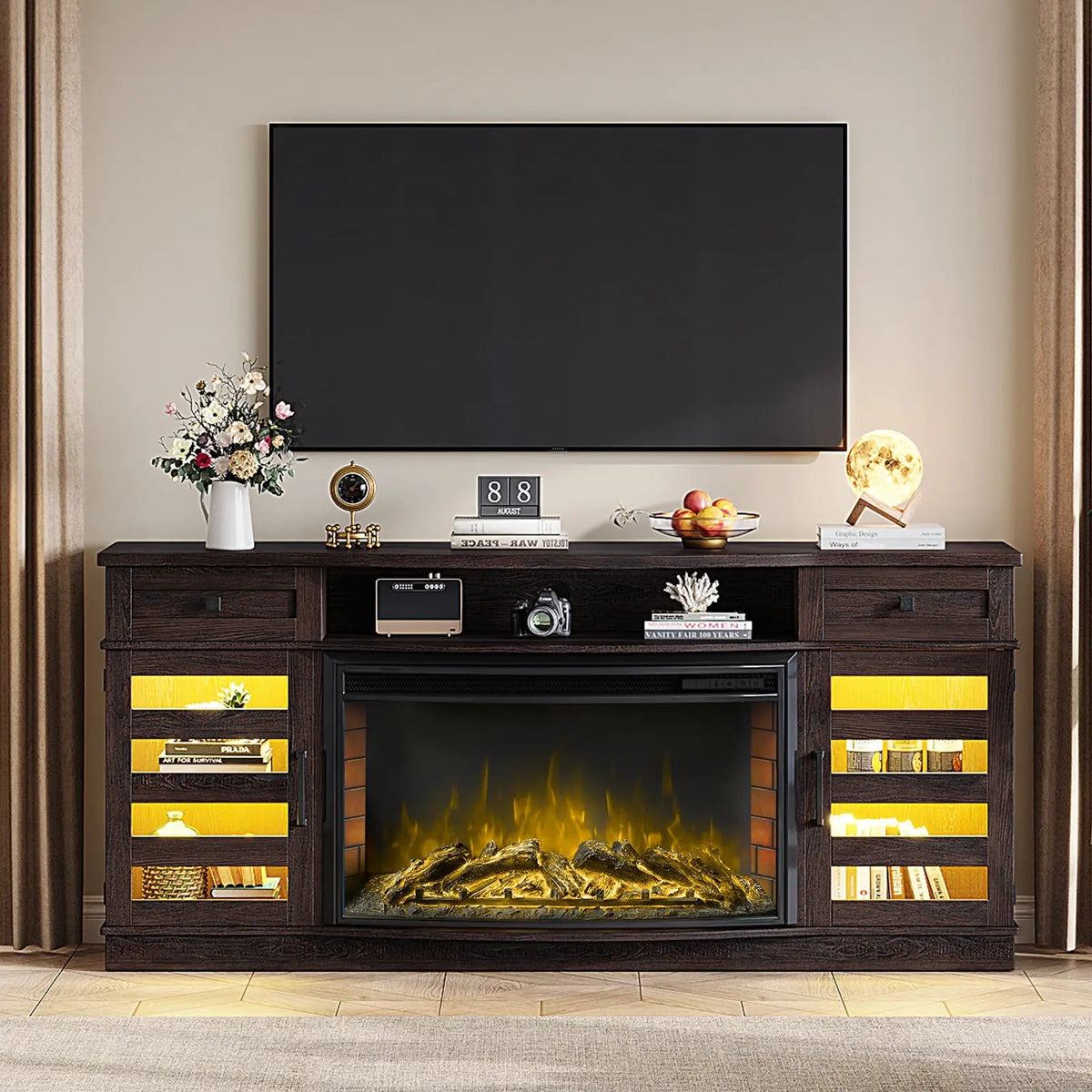 Travis 70" Fireplace TV Stand - Wash Gray