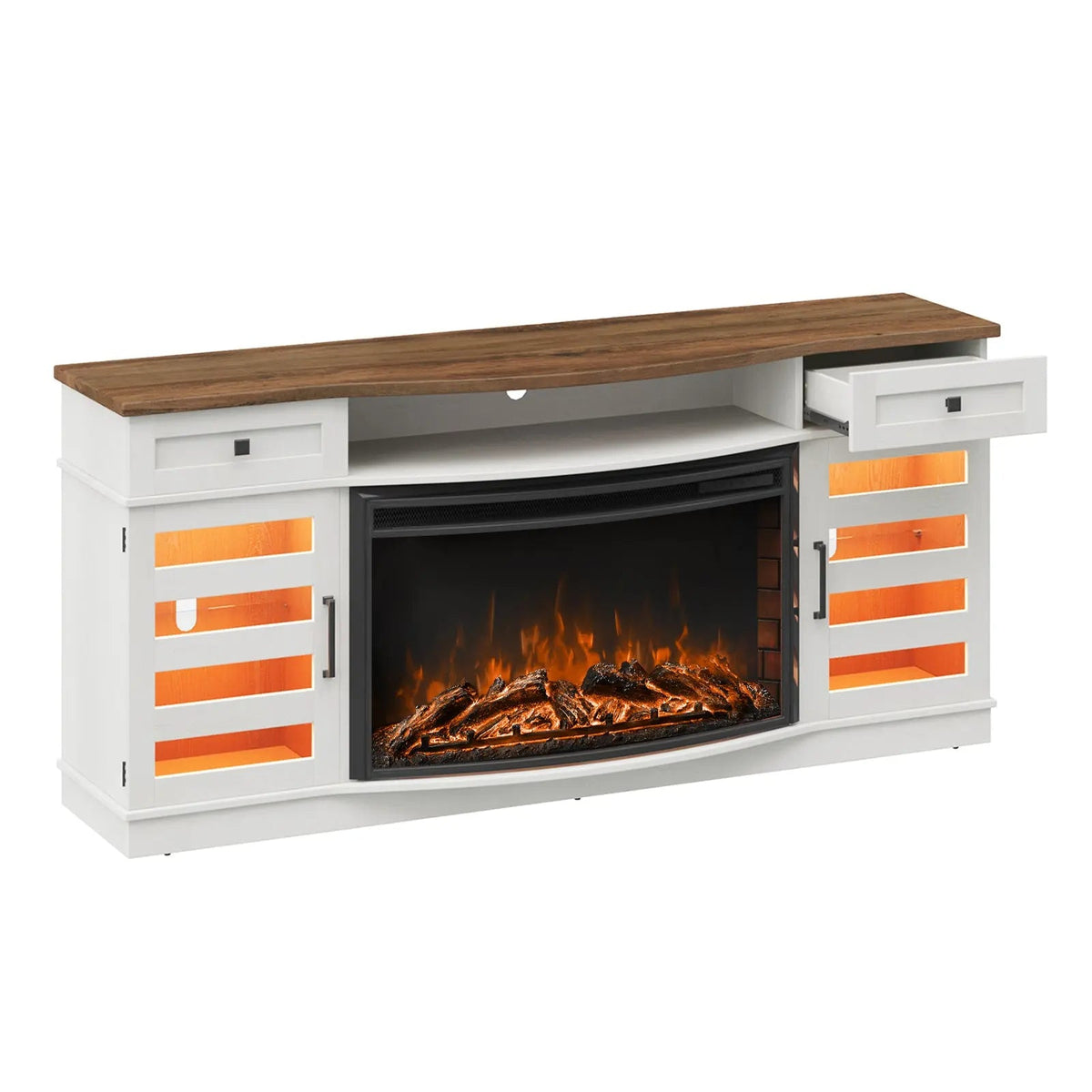 Travis 70" Fireplace TV Stand - Barnwood White