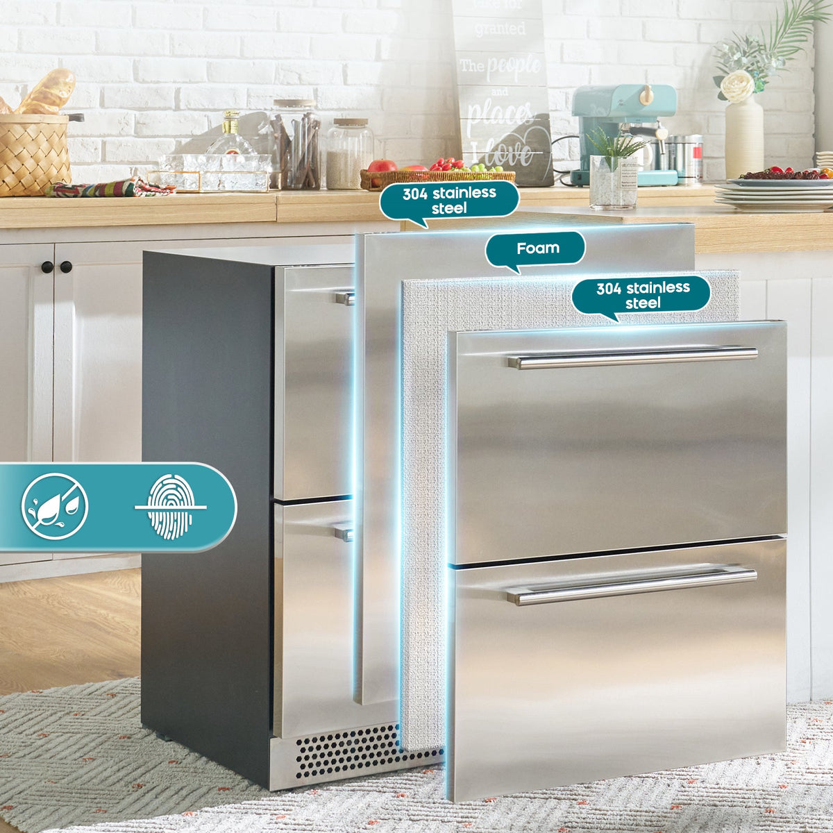 Chillbar Undercounter Drawer Refrigerator-24 Inch - Single Zone Mini Fridge