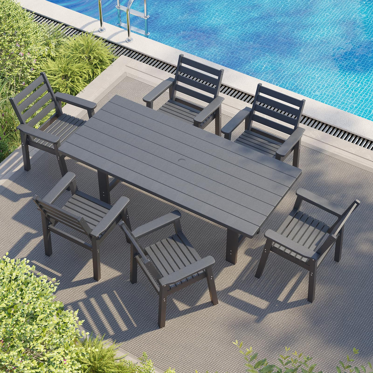 Beverly 7-Piece Outdoor Dining Table Set - Gray