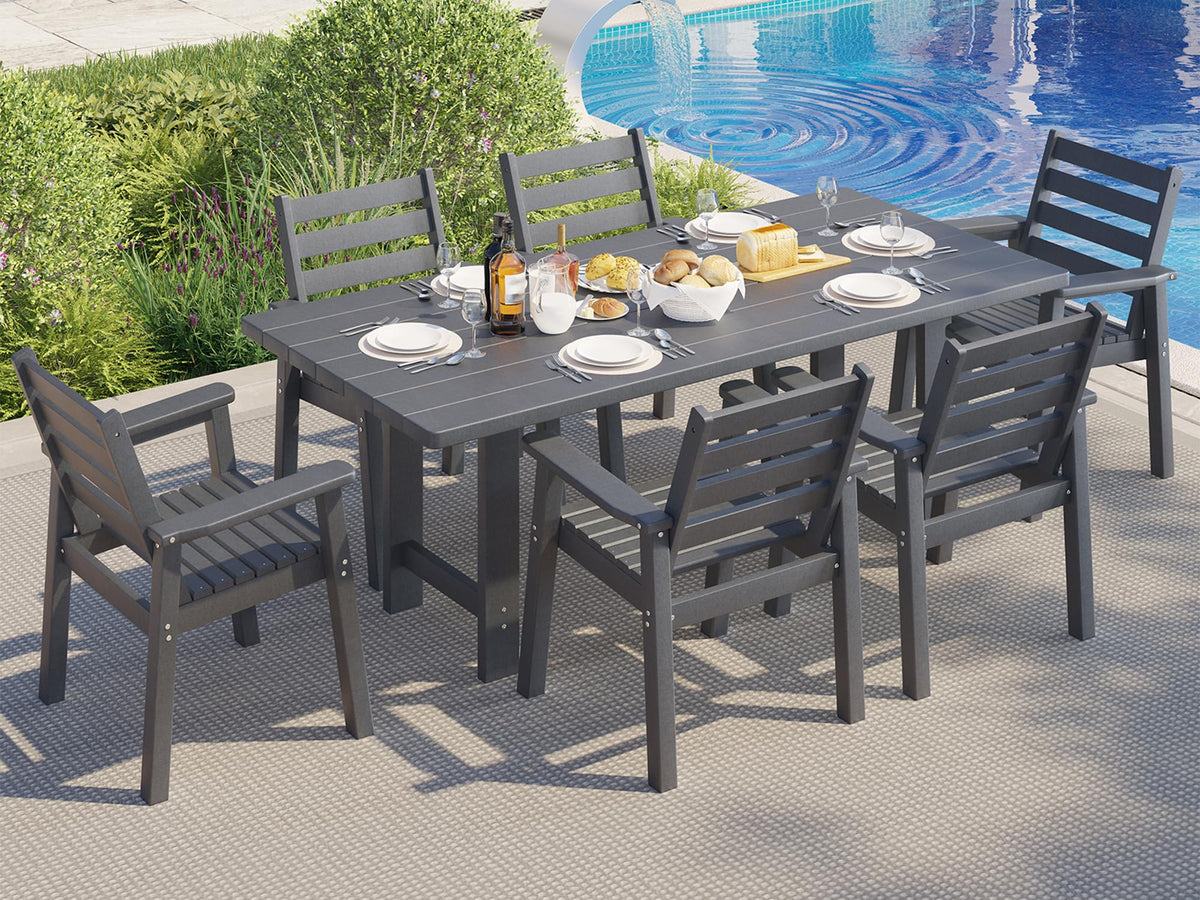 Beverly 7-Piece Outdoor Dining Table Set - Gray