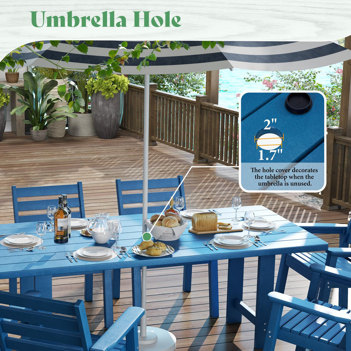 Beverly 7-Piece Outdoor Dining Table Set - Blue