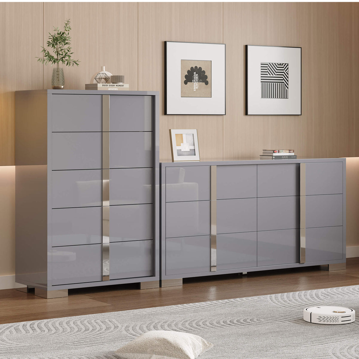 Beaumont 5-Piece Modern Bedroom Set - Black_Grey