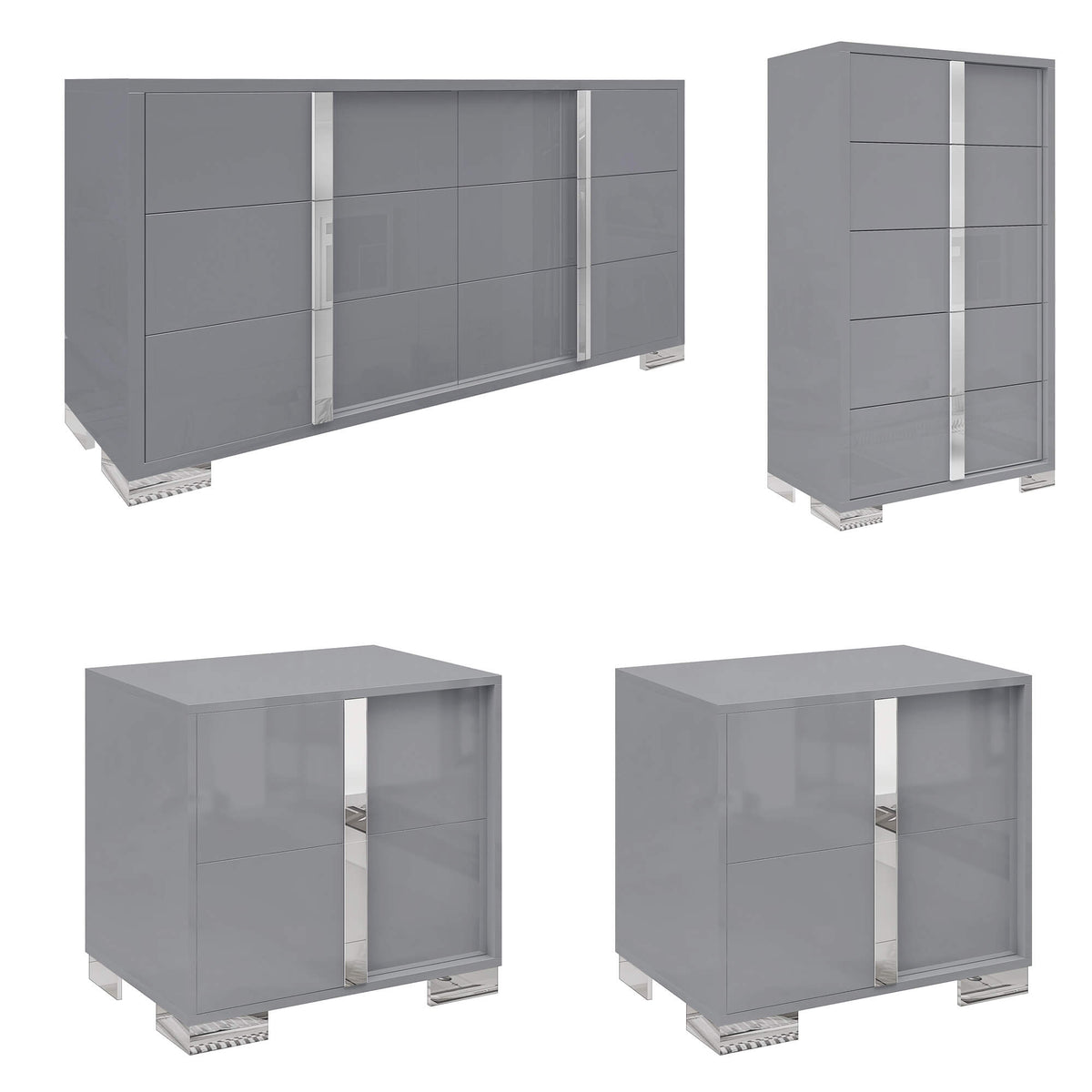 Beaumont 5-Piece Modern Bedroom Set - Cream_Grey
