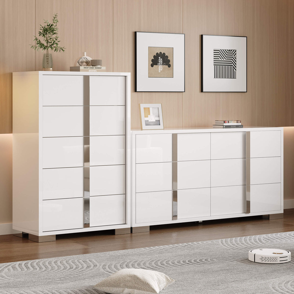 Beaumont 5-Piece Modern Bedroom Set - Cream_White