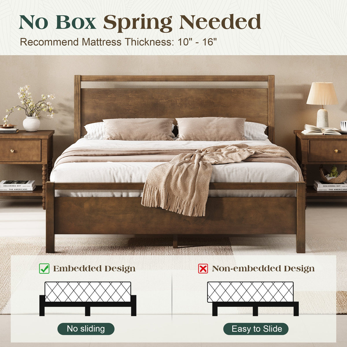 Void Solid Wood Bed Amerlife Full / Dark Brown