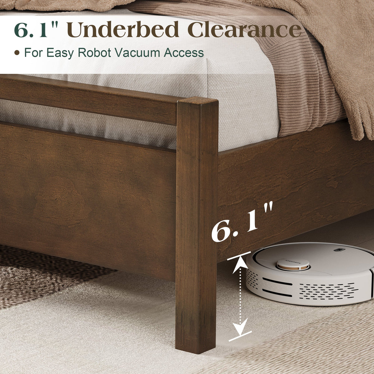 Void Solid Wood Bed Amerlife King / Dark Brown