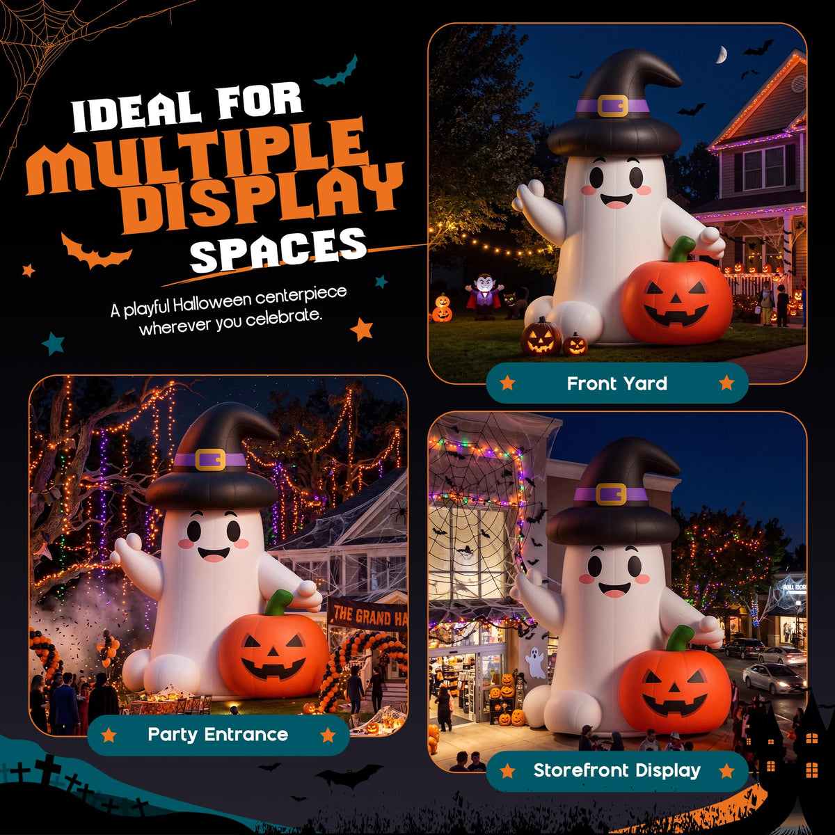 Giant Halloween Inflatable Ghost & Pumpkin-Ghost & Pumpkin Combo-26.2 FT