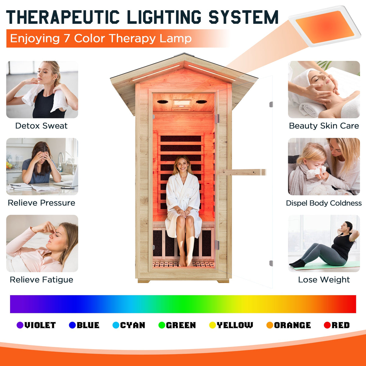 Low EMF Infrared Saunas for Home Amerlife 4-Person 63.2*47.2*75.2 Inch