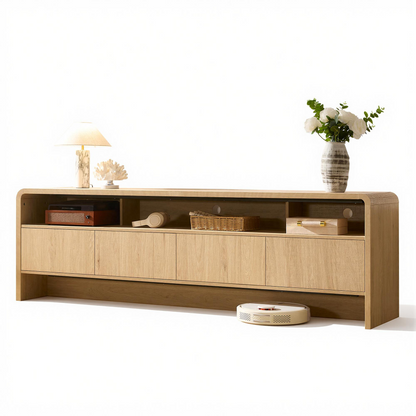 Flat Wood Curved TV Stand-OAK