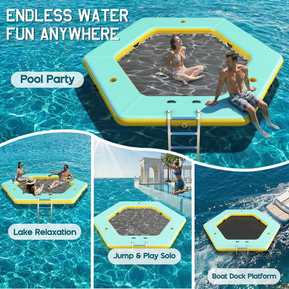 Nixie Inflatable Water Hammock-10*10FT / Hexagon / Green+Black